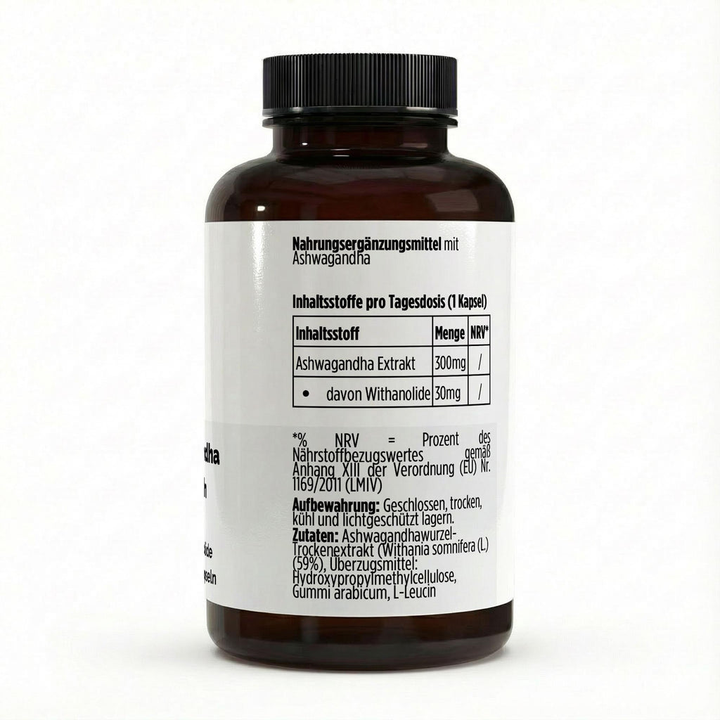 Ashwagandha 10 % withanolides | 90 gélules vegan, étiquette et informations produit