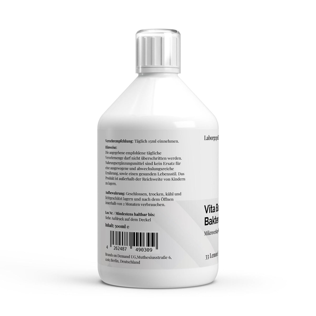 Cultures bactériennes Vita Balance Plus citron | Liquide 500 ml, 33 portions, étiquette et conseils d’utilisation