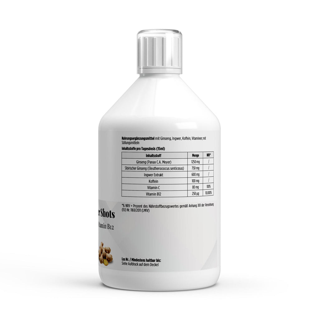Ginseng Power Plus | Liquide 500 ml, 33 portions, étiquette et informations produit