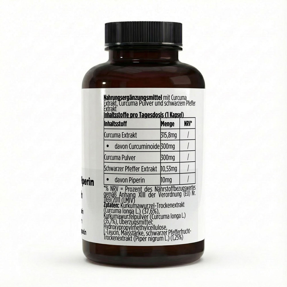 Curcuma 95 % curcumine + Pipérine | 60 gélules vegan, étiquette et informations produit