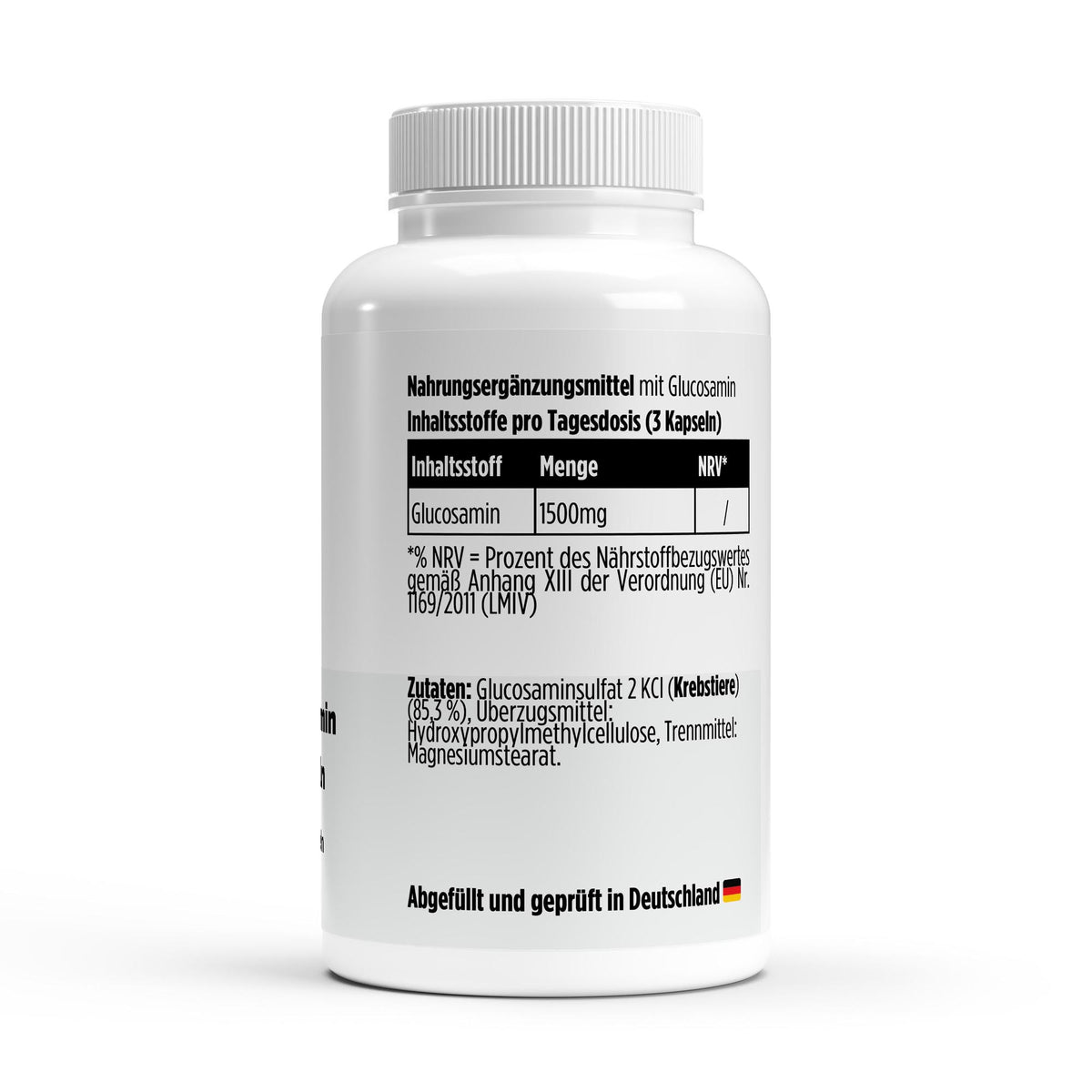 Glucosamine 500 mg | 90 gélules, étiquette et informations produit
