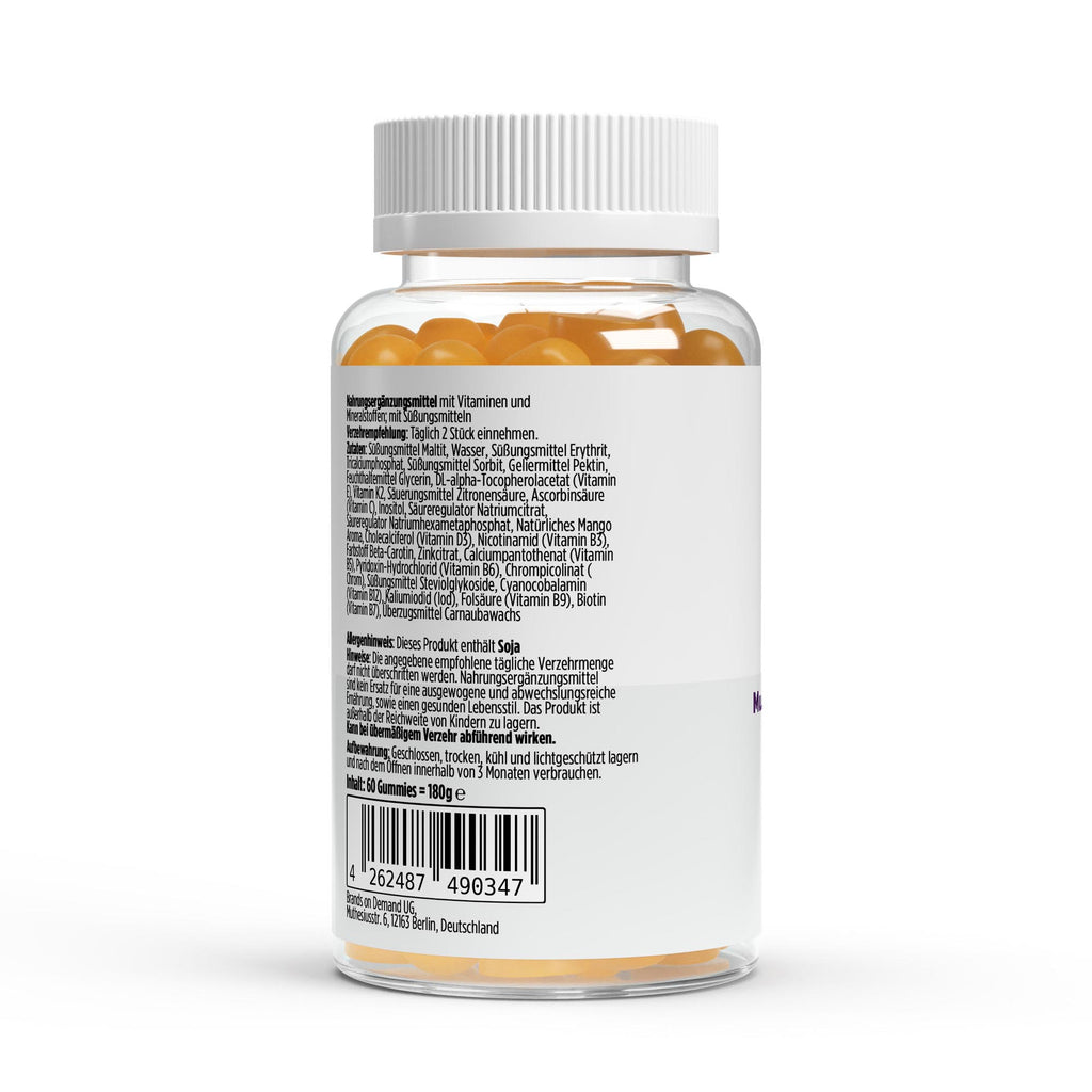 Multivitamines + Minéraux | 60 gummies vegan, étiquette et conseils d’utilisation