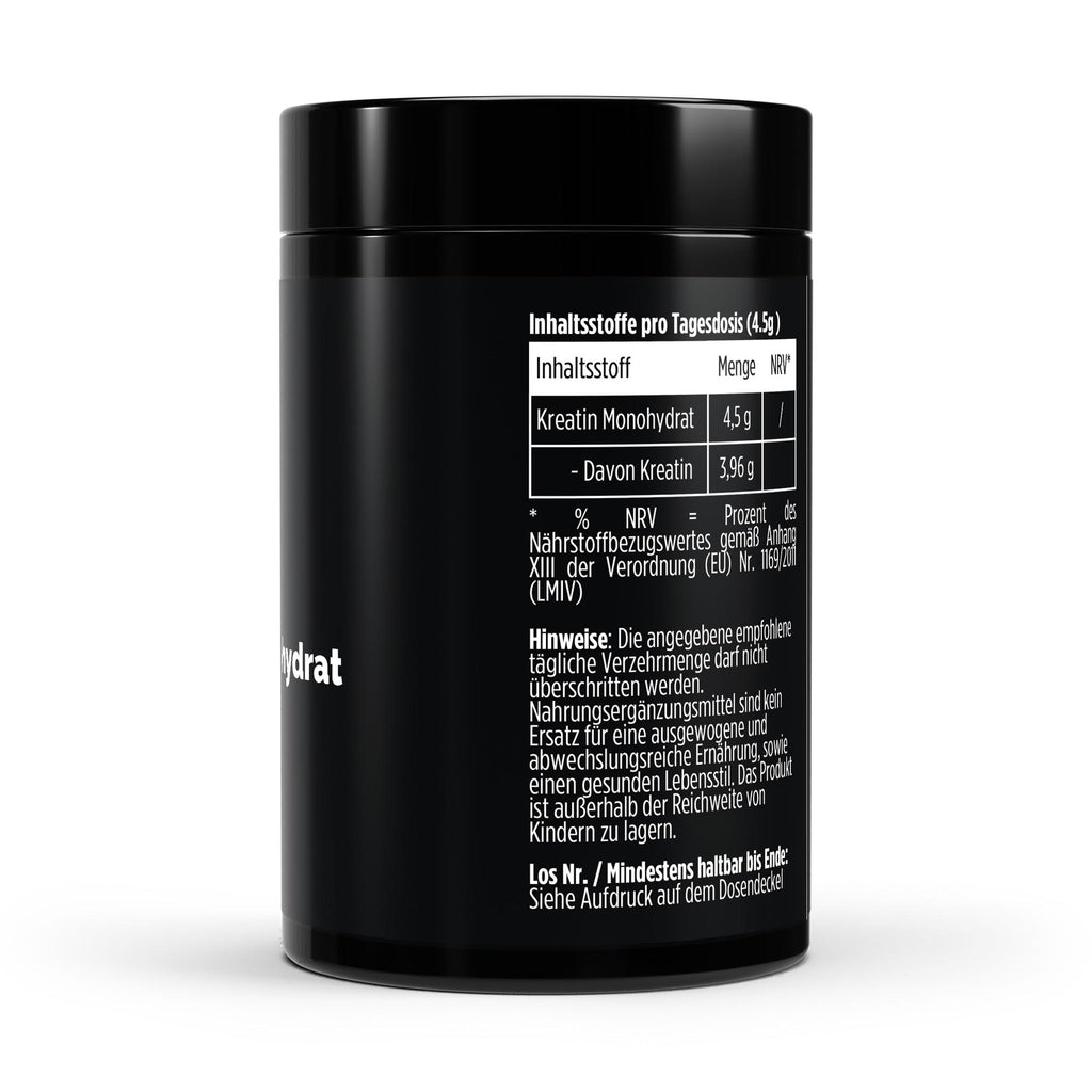 Créatine monohydrate sans arôme | Poudre 500 g, étiquette et informations produit