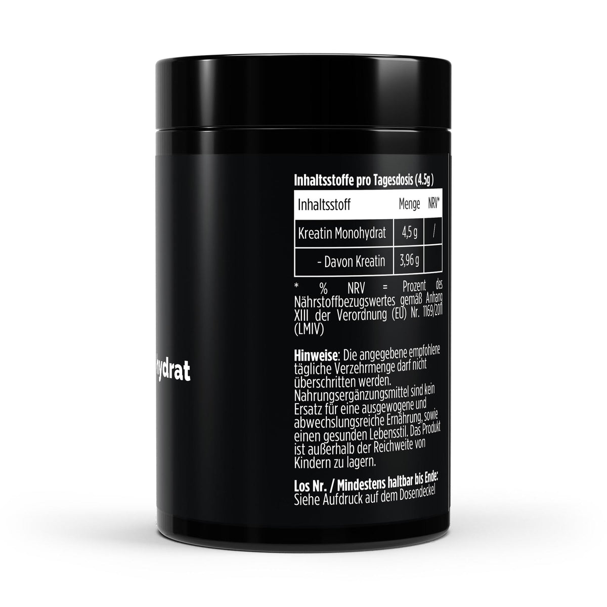 Créatine monohydrate sans arôme | Poudre 500 g, étiquette et informations produit