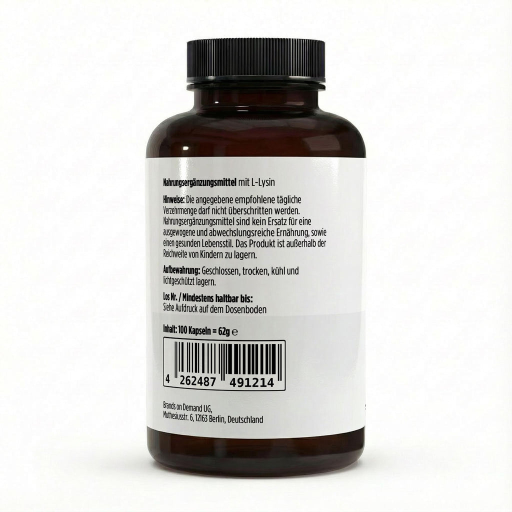 L-Lysine | 100 gélules, étiquette et conseils d’utilisation