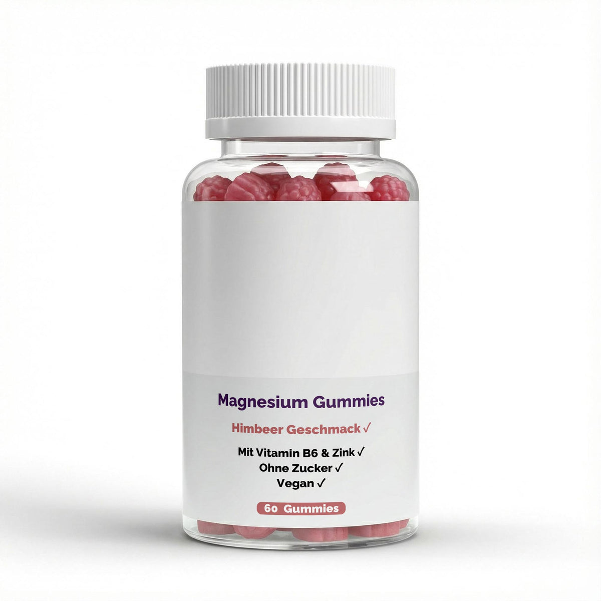 Magnésium + Zinc + Vitamine B6 framboise | 60 gummies vegan, vue du produit