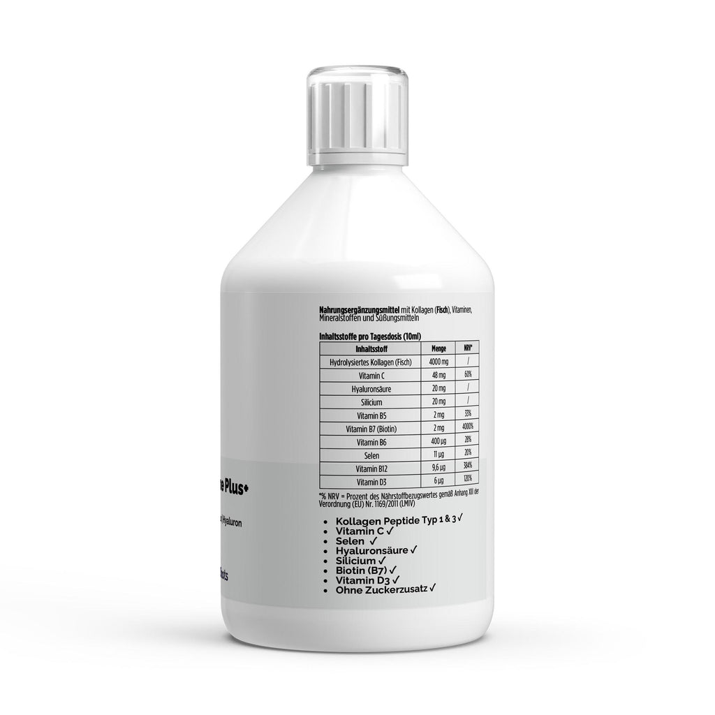 Collagène marin Type 1 et 3 1500 Da fruits rouges | Liquide 500 ml, 50 portions, étiquette et informations produit