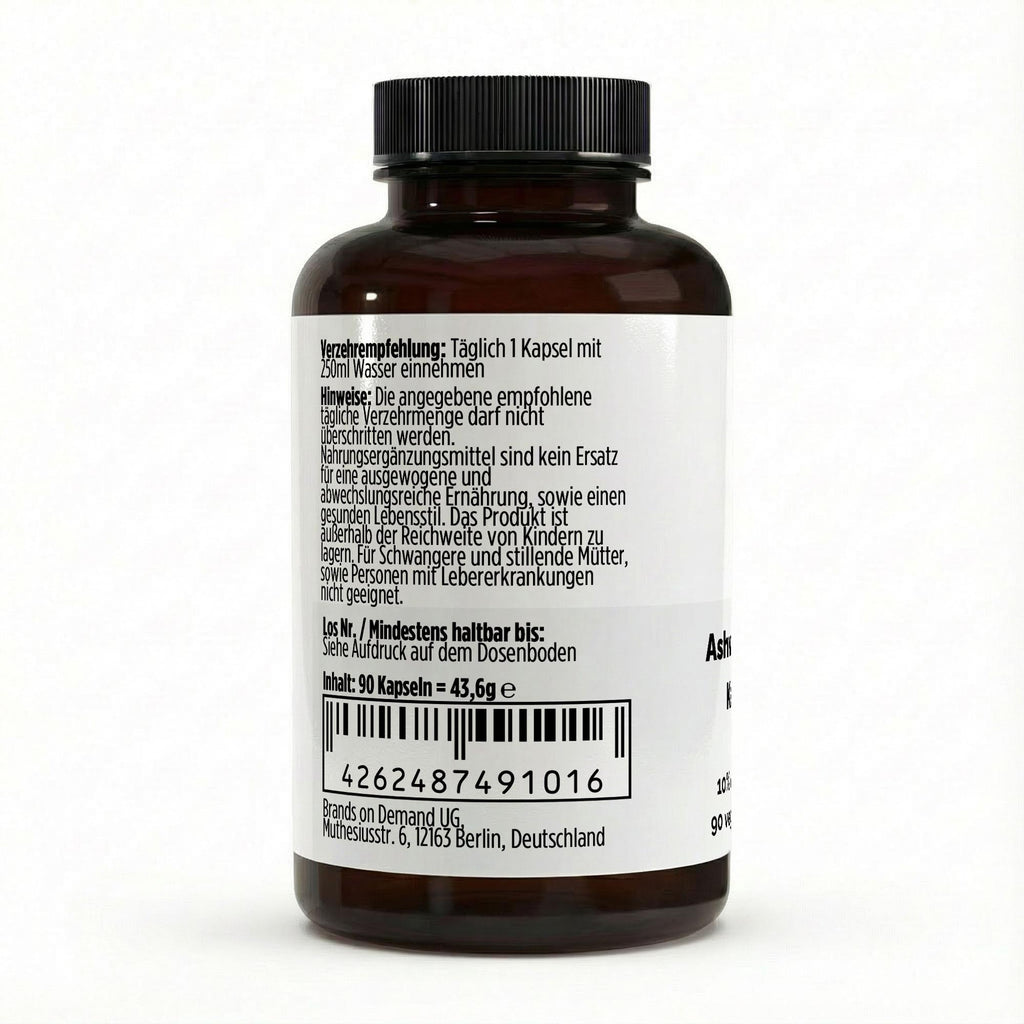 Ashwagandha 10 % withanolides | 90 gélules vegan, étiquette et conseils d’utilisation