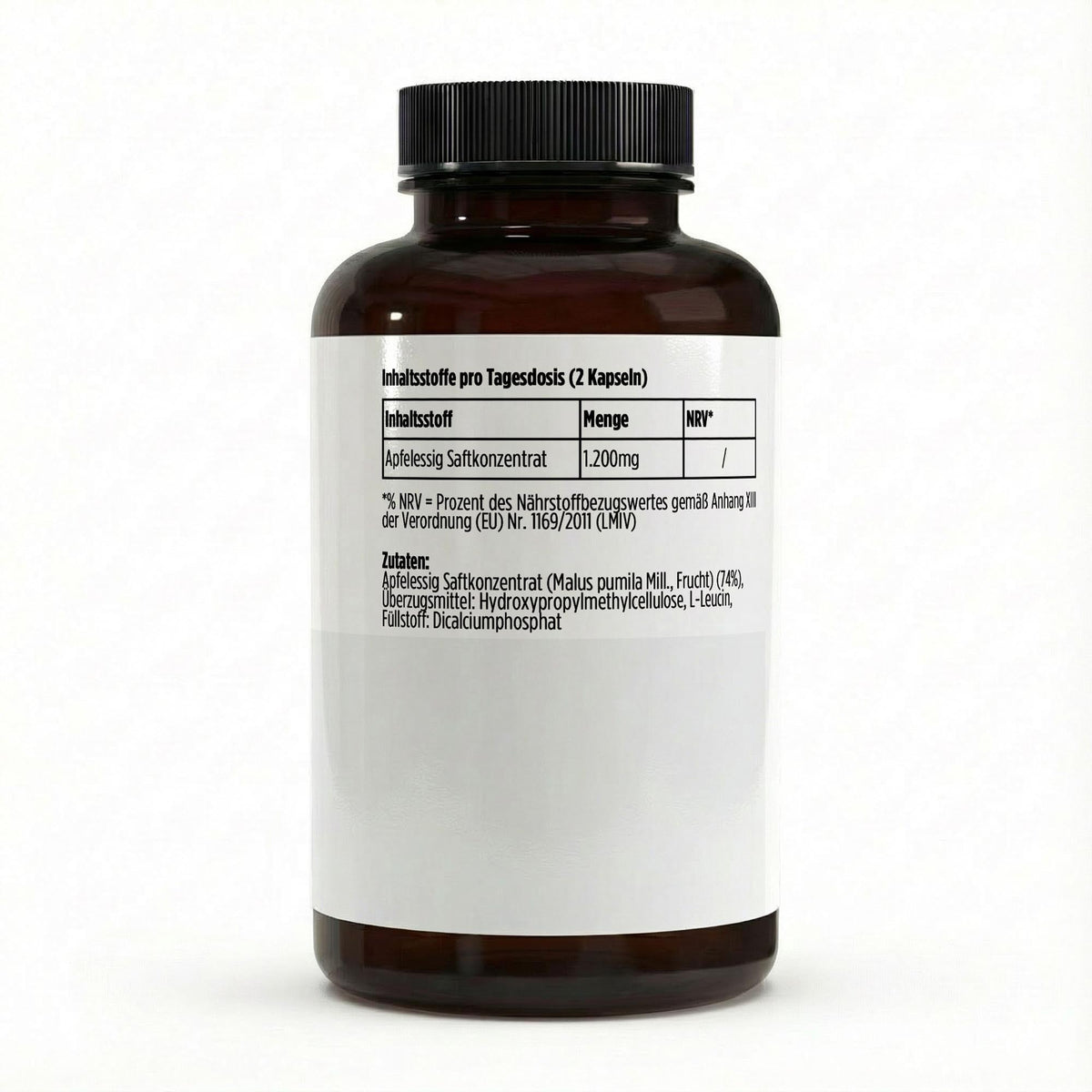Extrait de vinaigre de cidre 600 mg | 120 gélules vegan, étiquette et informations produit