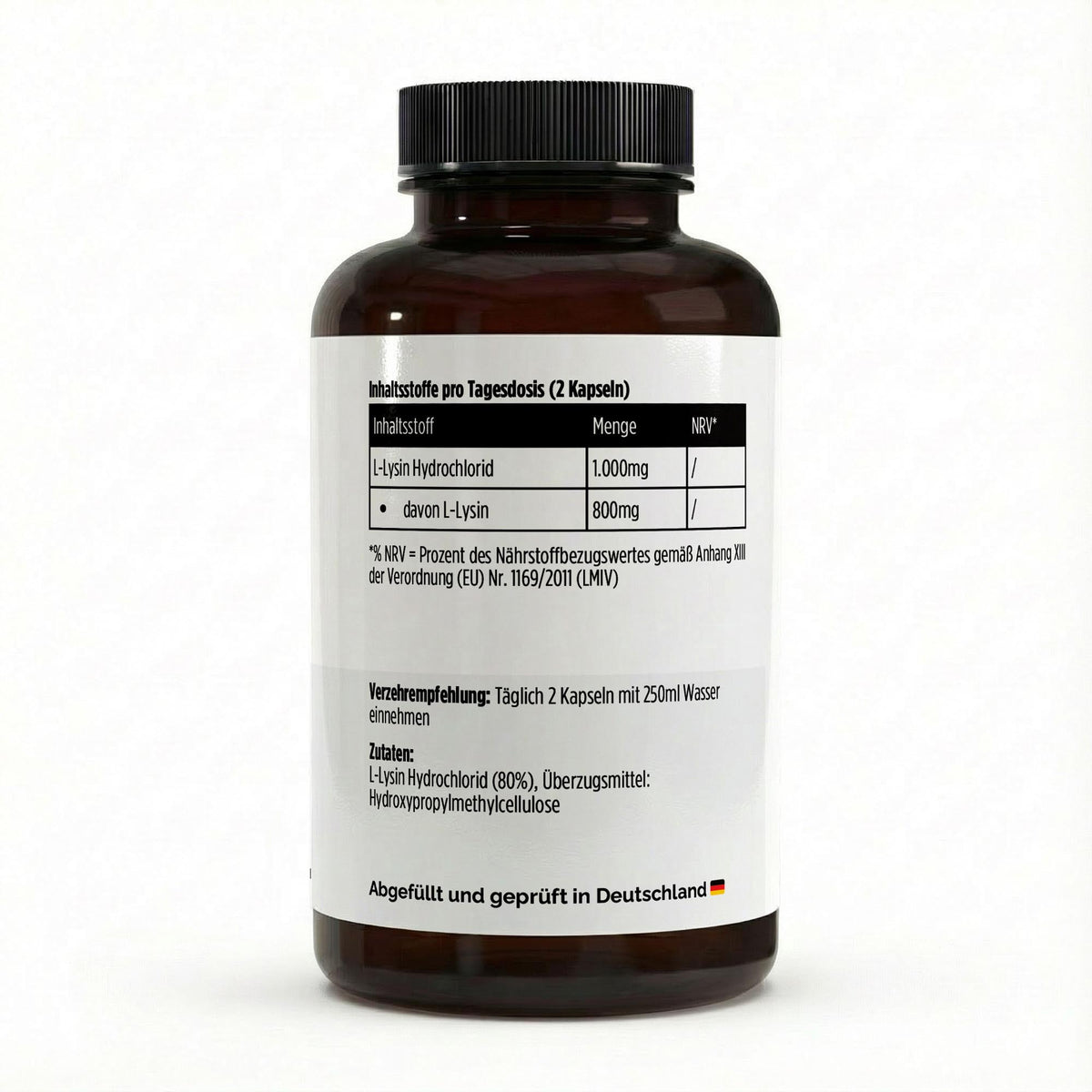 L-Lysine | 100 gélules, étiquette et informations produit