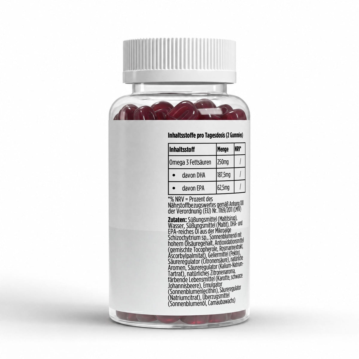 Oméga-3 enfants framboise | 60 gummies vegan, étiquette et informations produit