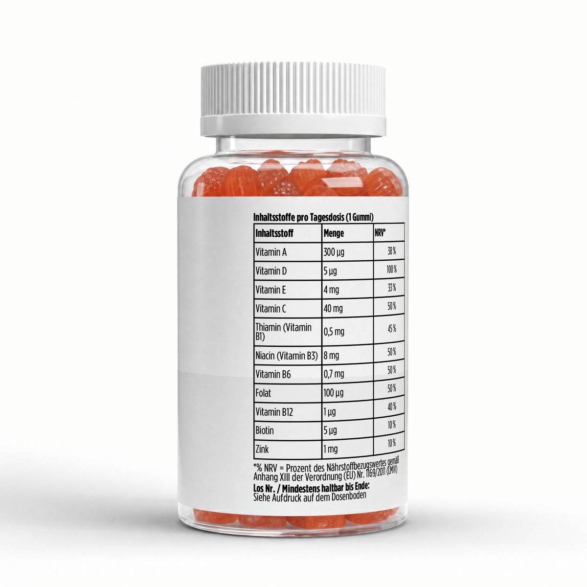 Multivitamines enfants orange | 60 gummies vegan, étiquette et informations produit