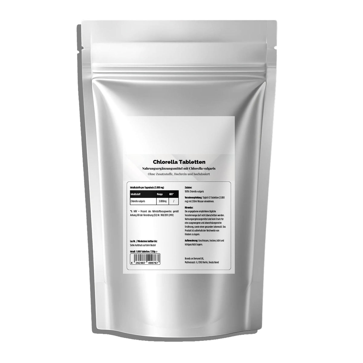 Chlorella | 1 000 comprimés, 250 g, vue du produit